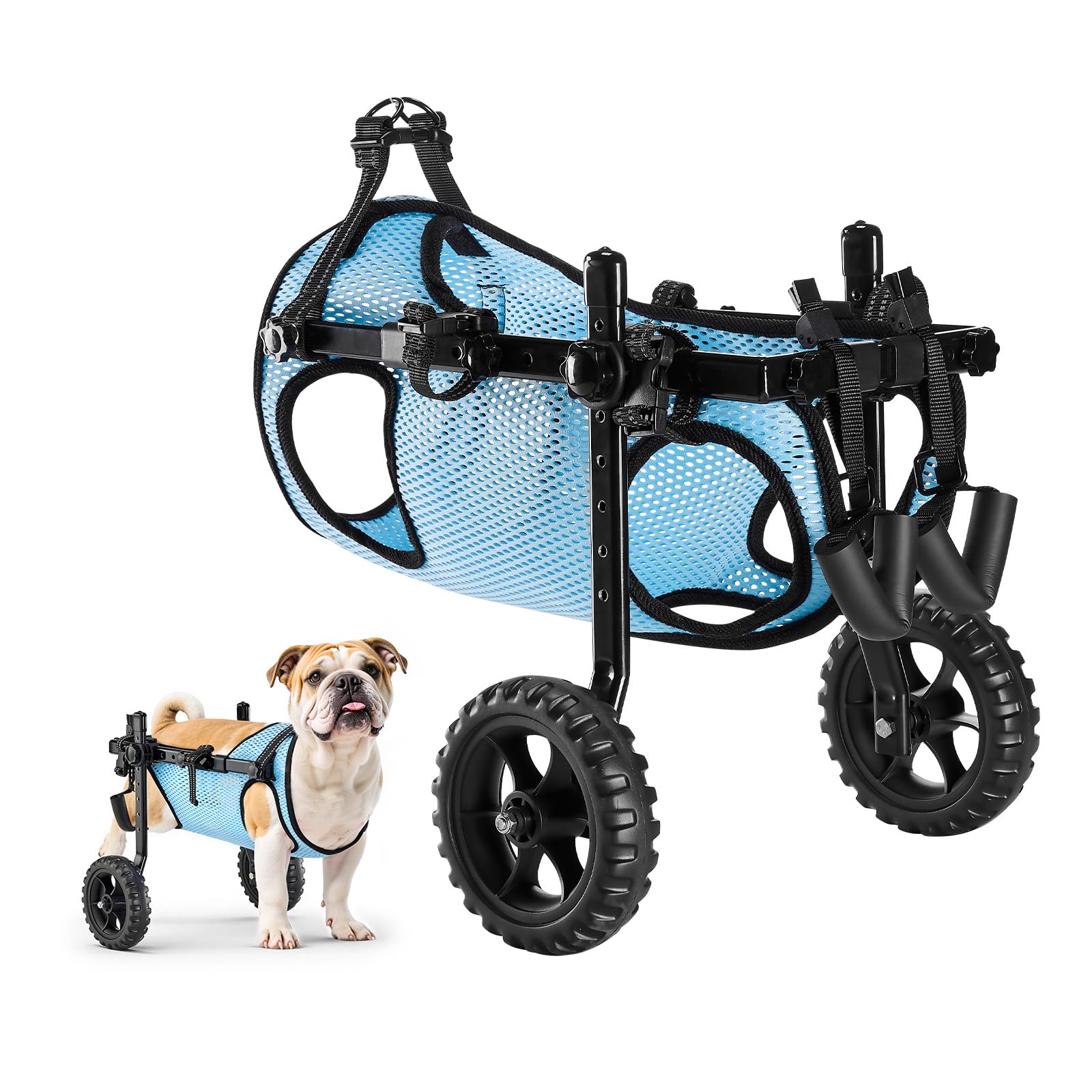 VEVOR Hunderollstuhl für Hinterbeine, Verstellbarer Haustierrollstuhl, Leichter Hundewagen mit stoßdämpfenden Rädern, Gehhilfe für behinderte, gelähmte, verletzte Hunde bis 15 kg, M
