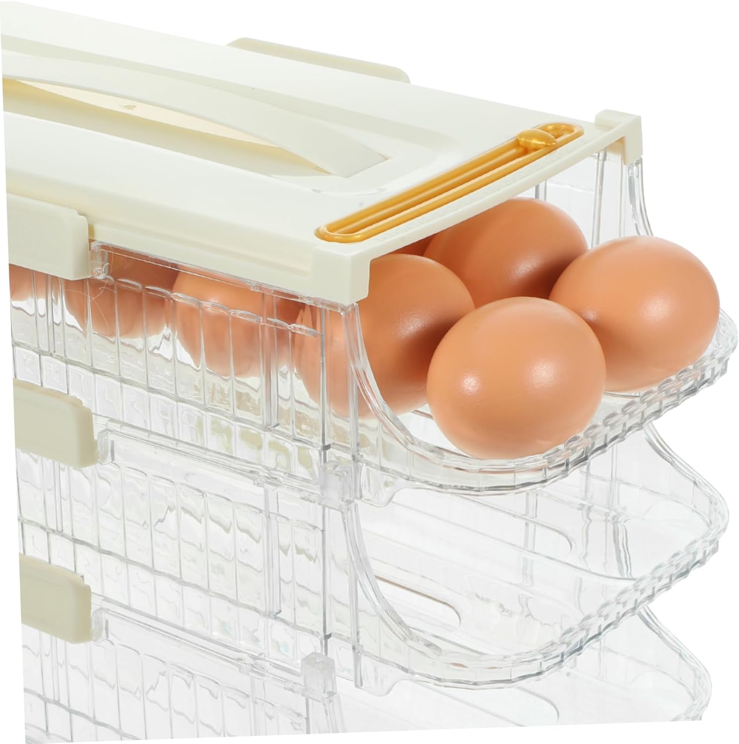 DOITOOL 3-Layer Rolling Egg Holder for Refrigerator Egg Storage Container Lid in Kitchen and Camping