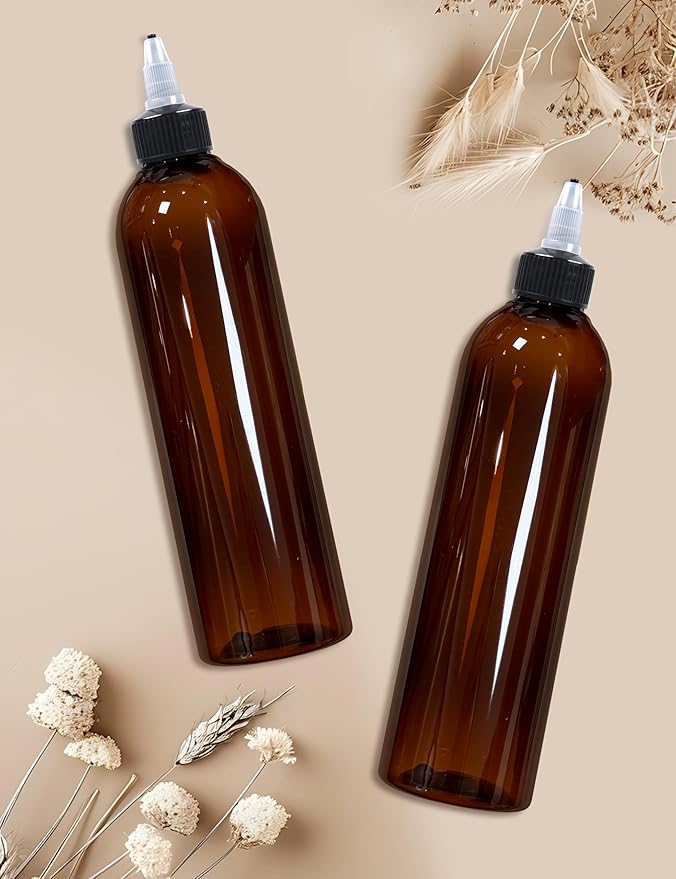 EOSAU 2 Pcs 8oz Botellas Plástico Ámbar con Tapa Giratoria miniatura 5