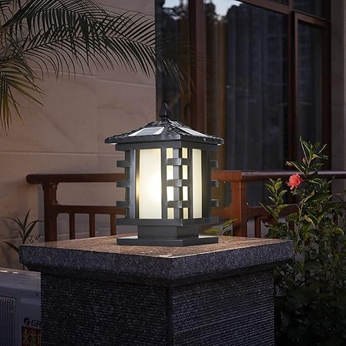 Miniatura 6 de Luces solares para postes al aire libre IP65, impermeables, luces de columna solares para patio, luz de pilar de aluminio con control remoto para
