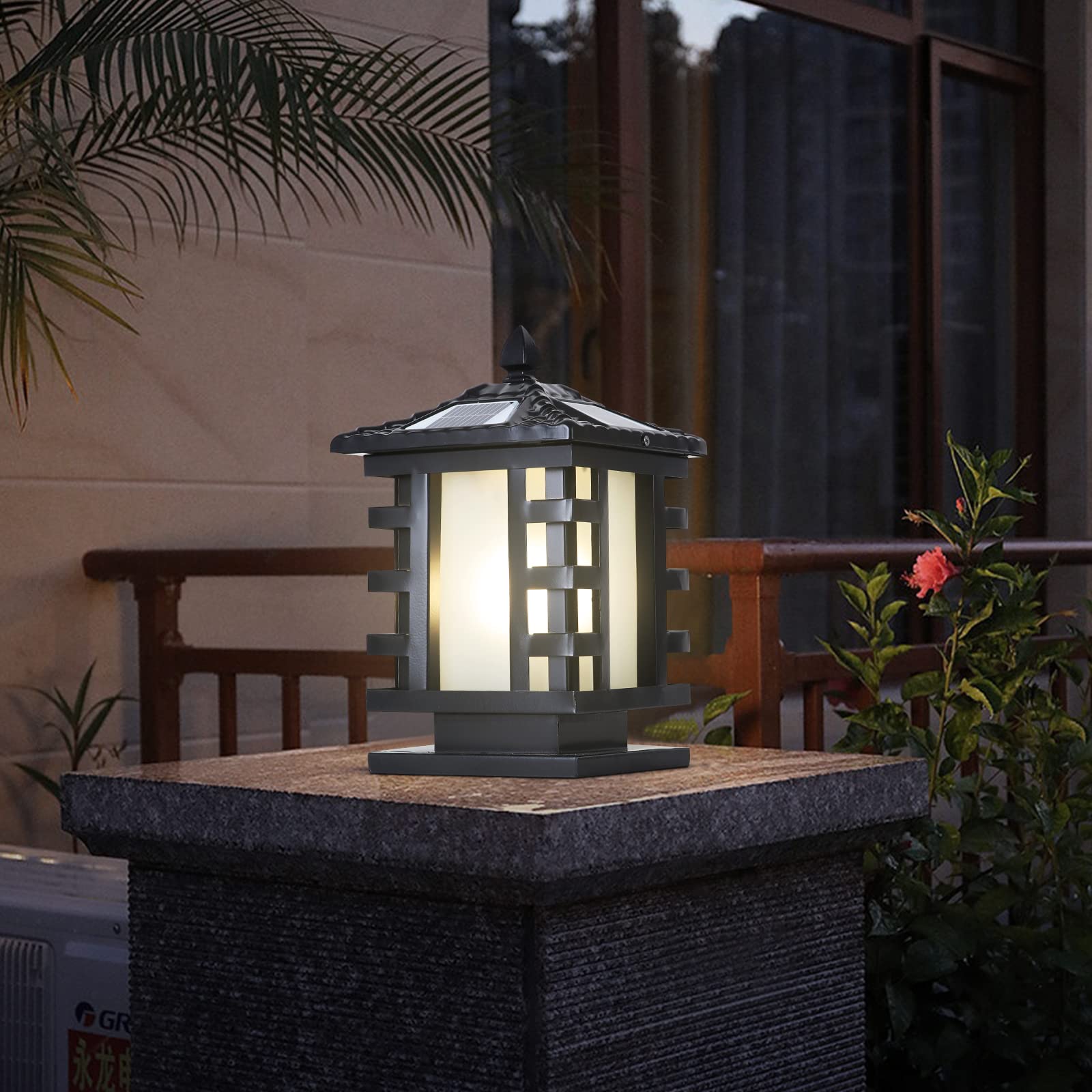 Farolas Solares Exteriores Impermeables para Postes, Farolas De Columna, Luces Exteriores para Patios, Luces De Pilar De Aluminio con Control Remoto para Cercas, Terrazas Y Patios.