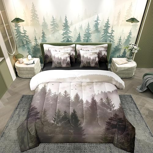 Erosebridal Green Smoky Forest 7 Pcs Bedding Set Full Size,N