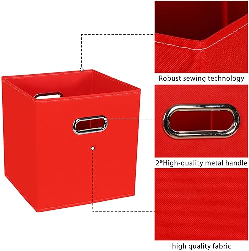 Miniatura 7 de Contenedores de almacenamiento de 11 pulgadas, cubos de tela negra con asa, canasta plegable para armario o caja de almacenamiento plegable, 11 x 11
