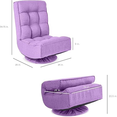 Miniatura 2 de Best Choice Products Silla plegable reclinable para juegos para el hogar, oficina, descanso, lectura con giro de 360 grados, 4 posiciones Gris,Negro