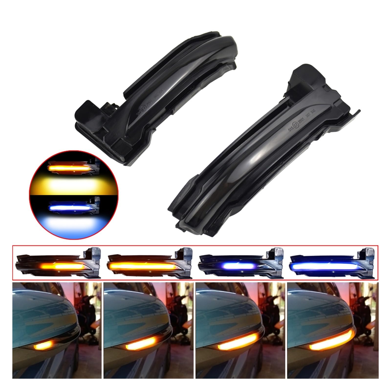 Lámparas incandescentes Luz LED De Señal De Giro Dinámica, Luces Indicadoras De Espejo Lateral Intermitente Para Focus Mk4 Ab Bj 2019 2020 (Color : Dynamic Blue, Talla : 1 UK)