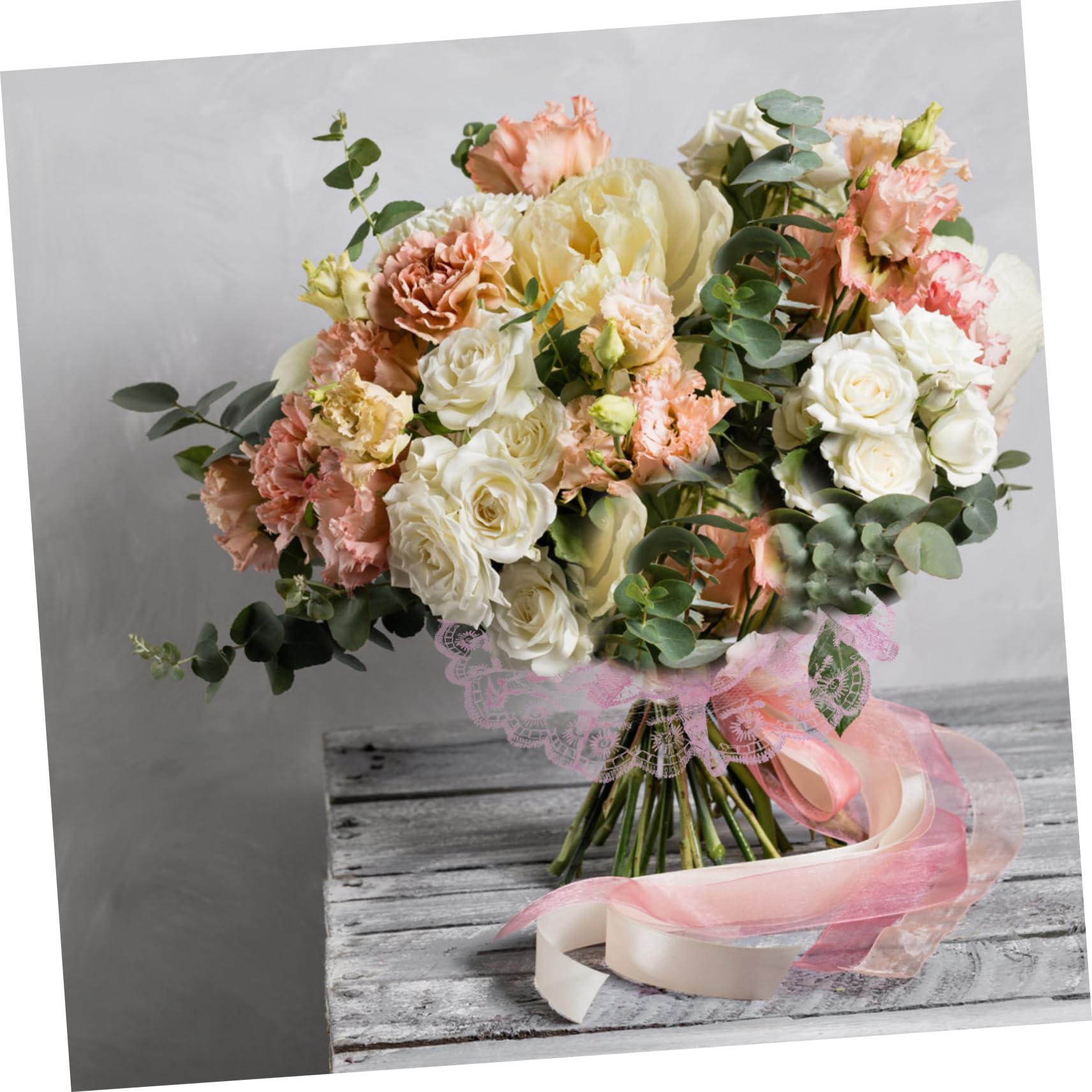 KONTONTY Flower Bouquet Holder in Lace Collar for Wedding and Bridal 3 Pieces Set Collar Bouquet Holder Wedding Supply Random Color