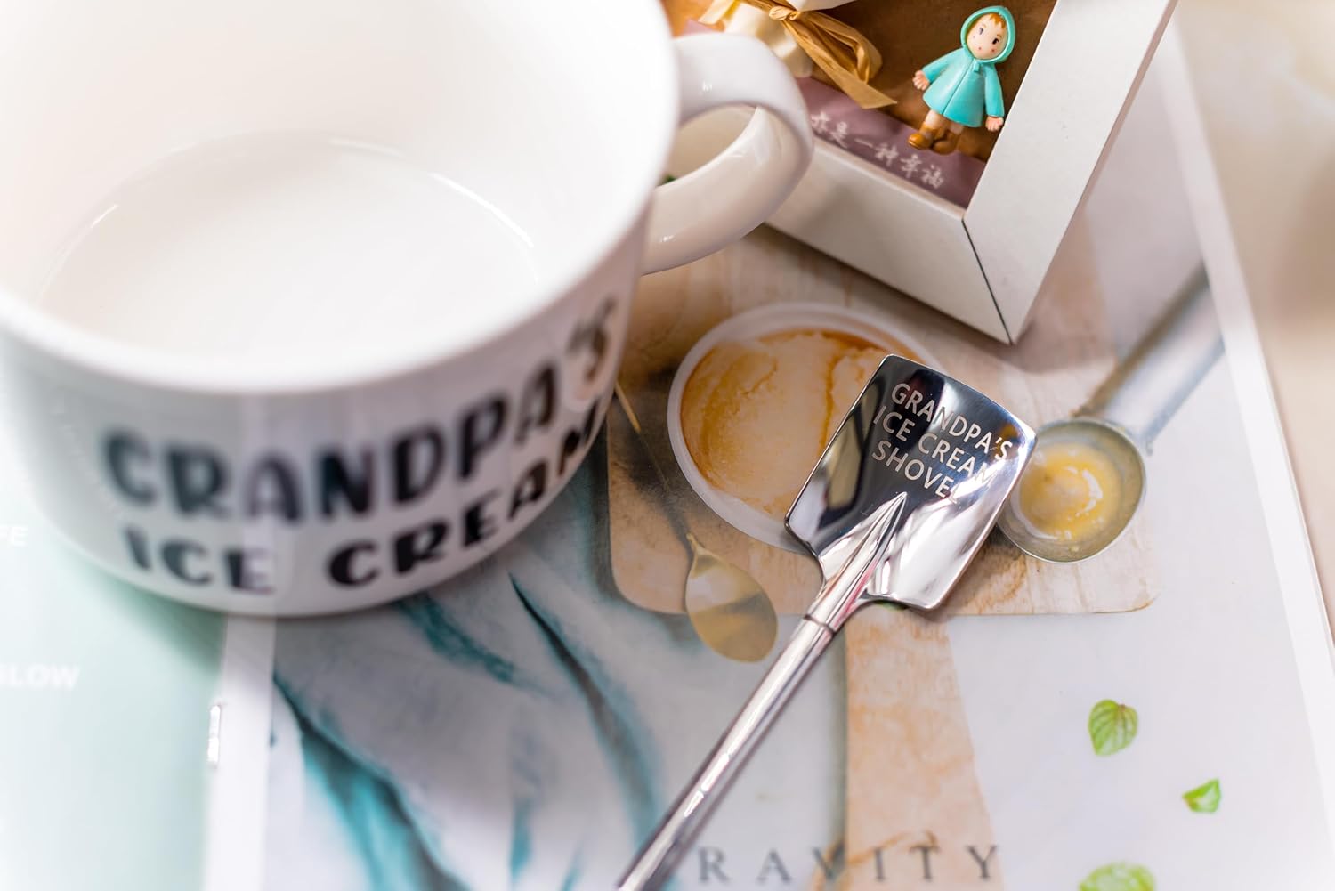 Funny Fathers Day Grandpa Gifts from Daughter Son Wife - Novelty Grandpa's ice Ice Cream Bowls with Ice Cream Shovel Spoon - Birthday Christmas Gift for Dad Papa Father in law Husband Grandpa