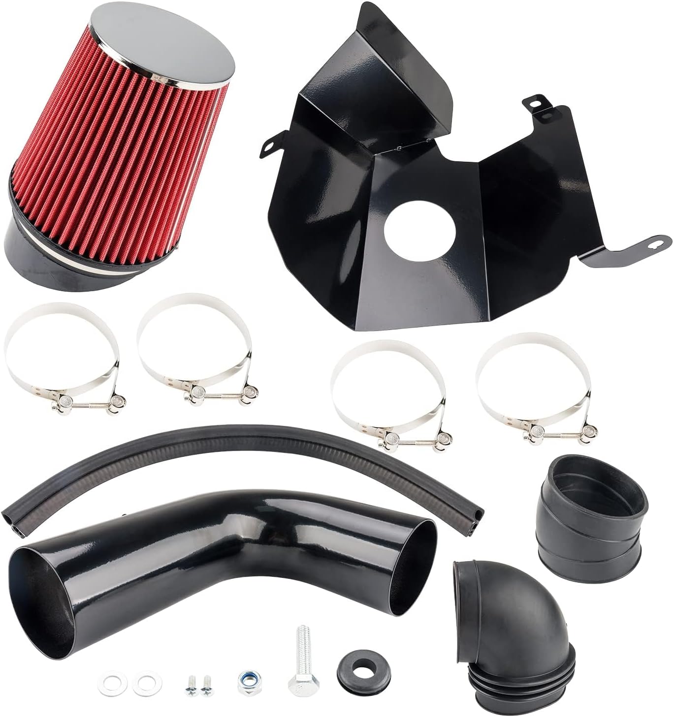 Cold Air Intake Kit with Filter Heat Shield for 2003-2007 R-a-m 2500 5.9L L6, 2003-2007 R-a-m 3500 5.9L L6 (Red)