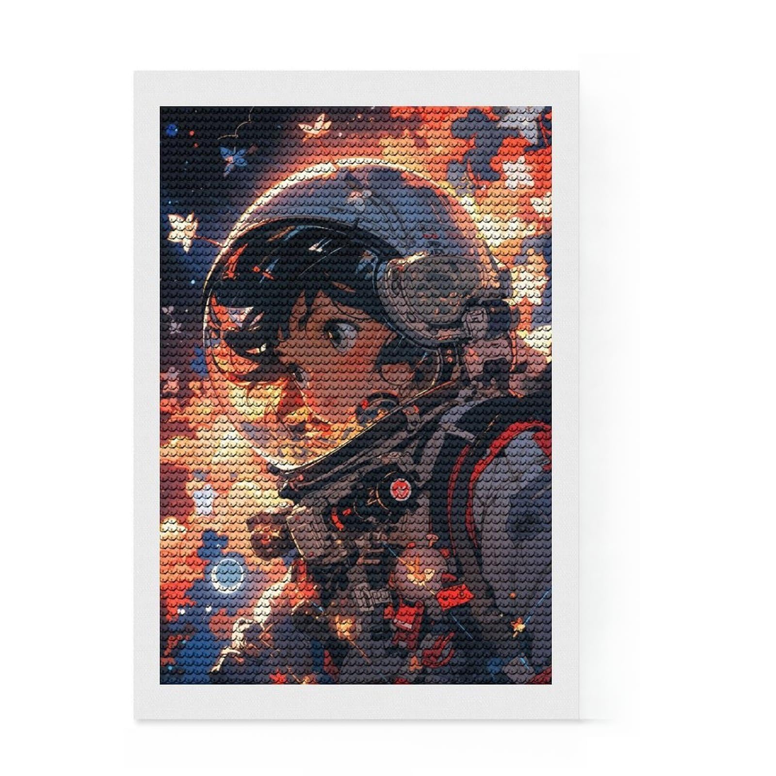 Junmoney Astronaut Girl in Space Diamond Painting Set 8"x12", for Women, Stress Relief Craft, Thoughtful Present, Aesthetic Room Decor