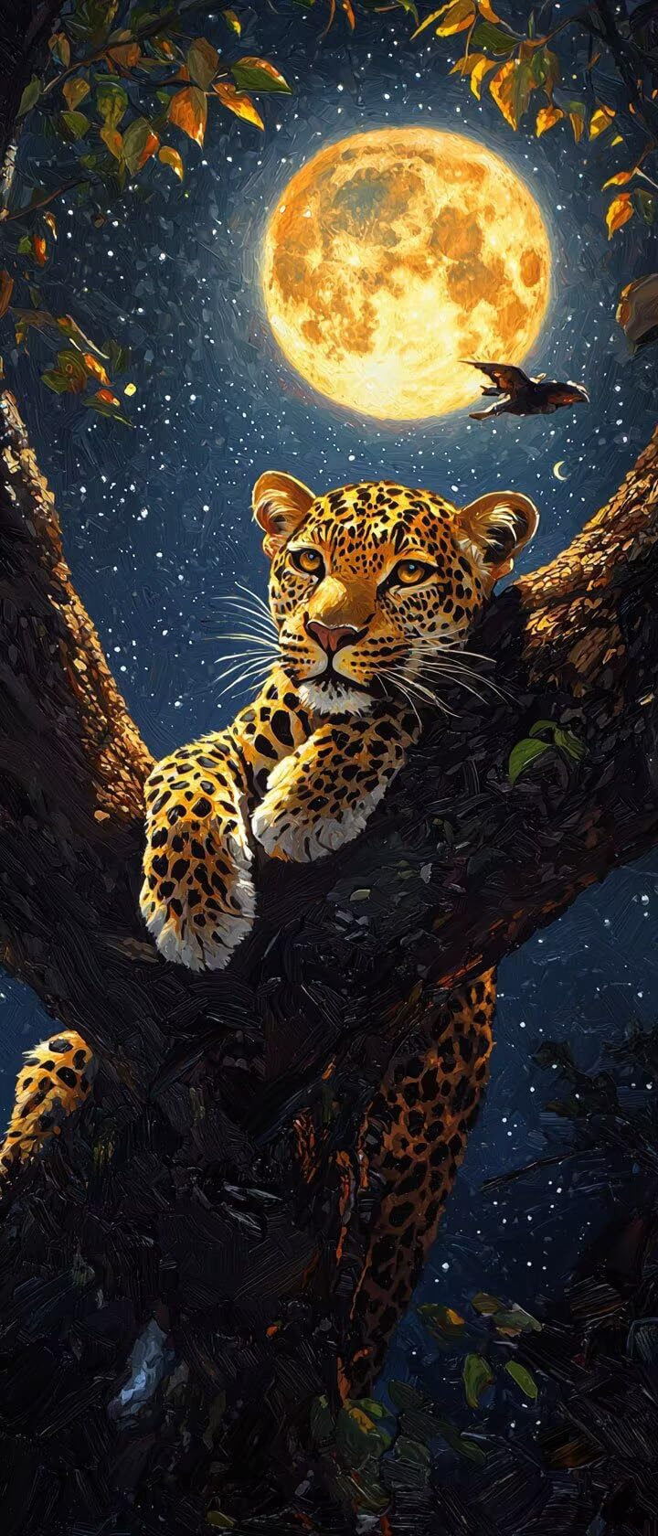 Malen Nach Zahlen 50x150cm Leinwand Mond Malen Nach Zahlen Erwachsene mit Ohne Rahmen, DIY Kreativ Set für Erwachsene mit Pinseln und Acrylfarbe, Zimmer Deko Leopard Landschaft Geschenk, P0M-461