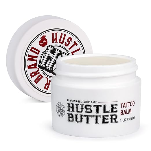 Hustle Butter Deluxe – Tattoo Butter for Before, During, and After the Tattoo Process – Lubricates and Moisturizes – 100% Vegan Replacement for Petroleum-Based Products – 1 oz