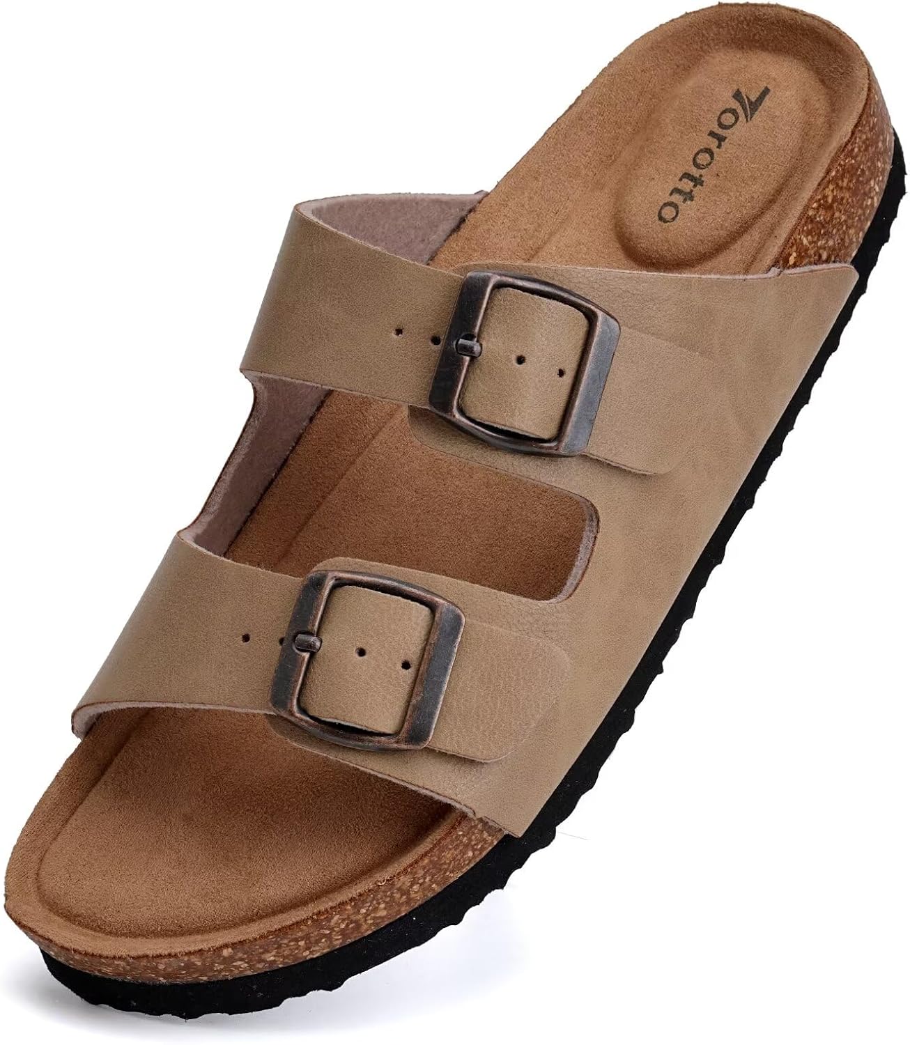 Torotto Womens Slides with Cork Footbed Open Toe Adjustable Webbing Flat Sandals for Walking | Beach | Indoor