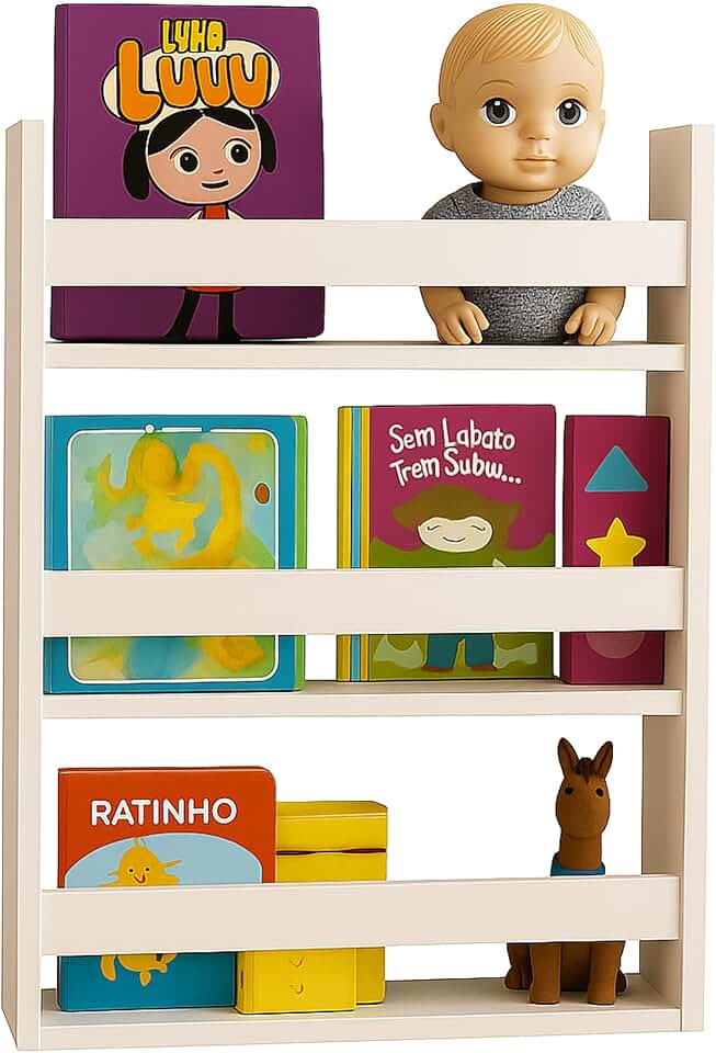 Estante Infantil Organizador Prateleiras Porta Livro Madeira Branco
