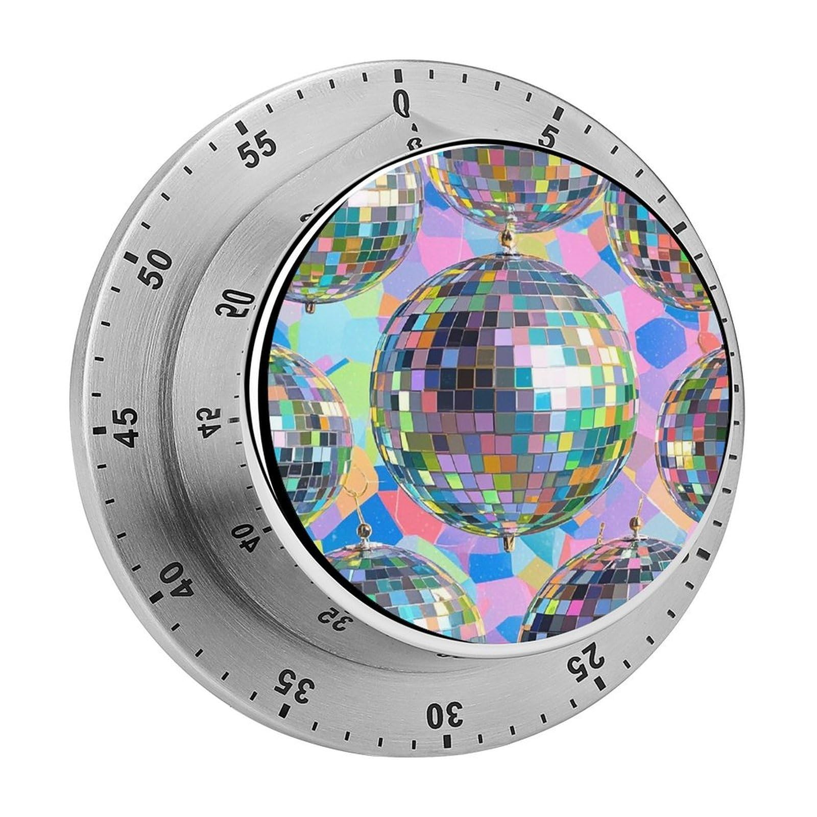 Disco Ball Pattern Magnetic Timer Round Kitchen Timer 3.1 in
