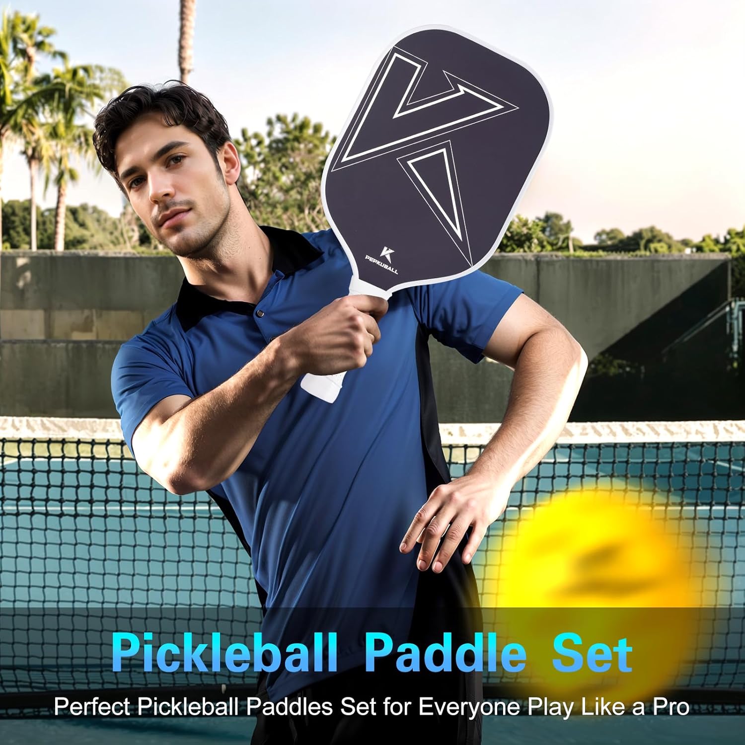 Premium Pickleball Paddles Set Fiberglass Carbon Fiber Pickleball Paddle Lightweight for Outdoor Indoor Use with Rackets for Men Women and All Ages