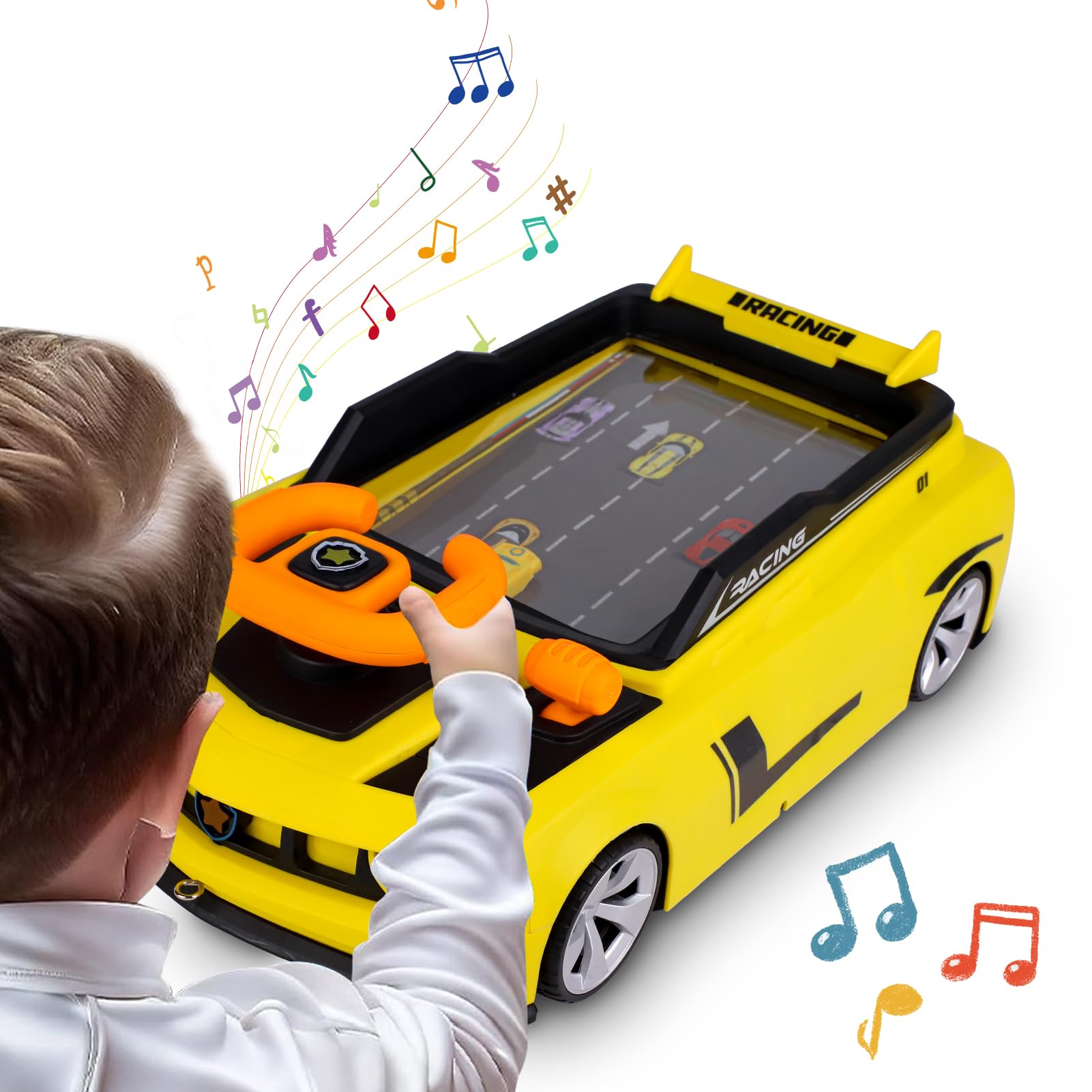 Gifts2U Musical Steering Wheel Racing Car Toy for Kids, with Music and Light Simulated Learning Driving Cars Adventure Toys Competition Game Birthday Gift for Boy Girl Toddler Age 3 4 5 6 7 8