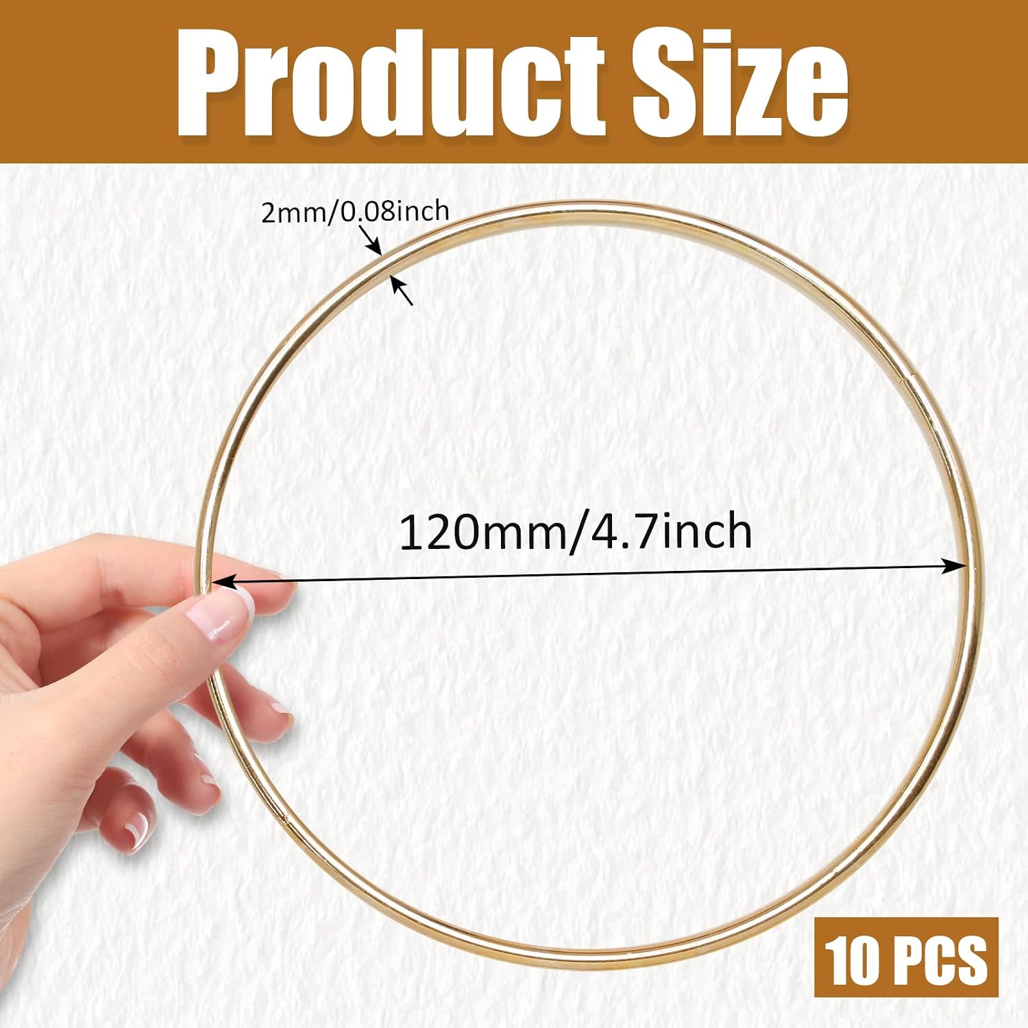 PHITUODA 5 Inch Dream Catcher Rings Gold Metal, 10pcs