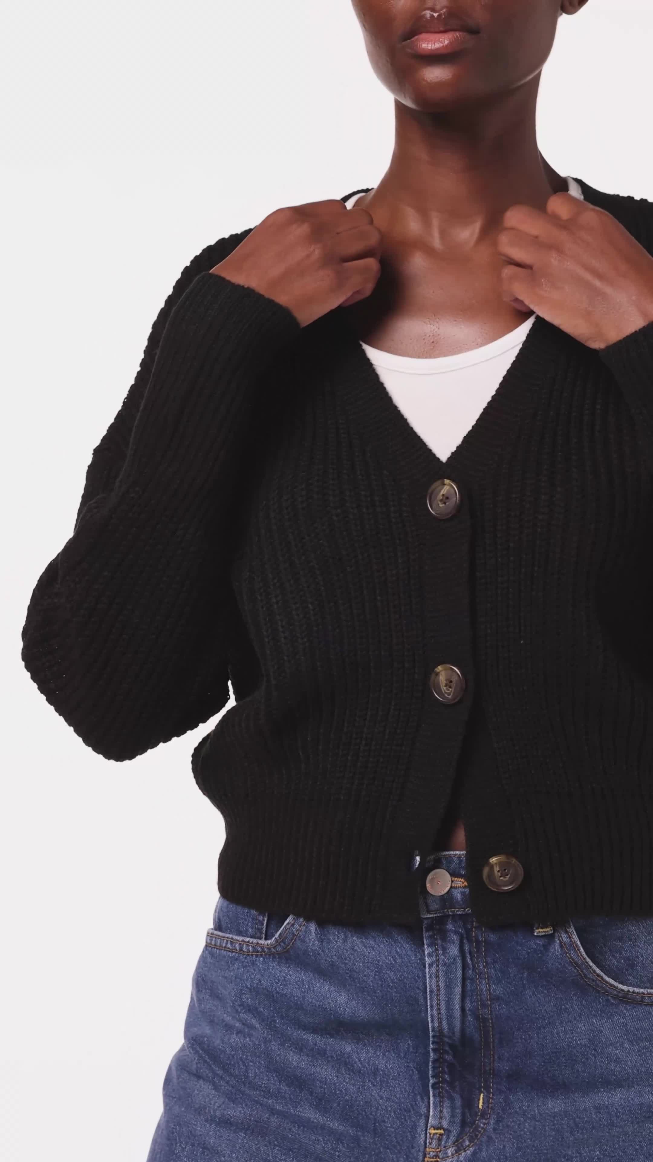 Cardigan En Laine Noir N°21 - Taille 36 - Très Bon État - Occasion Authentique