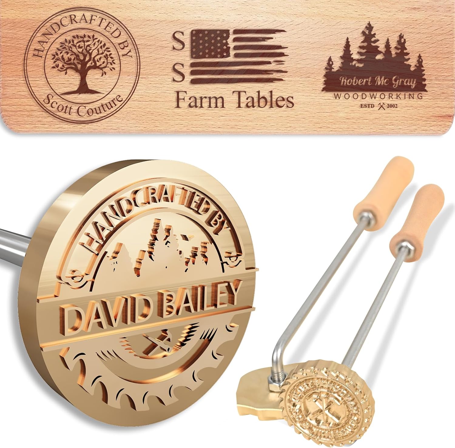 Duckbe Custom Branding Iron for Wood - Personalized Wood Branding Iron for Steak Cake Plastic - Durable Wood Burning Stamp Logo Leather Stamp Metal Wedding Stamps - Woodworkers Handmade Lovers Gifts
