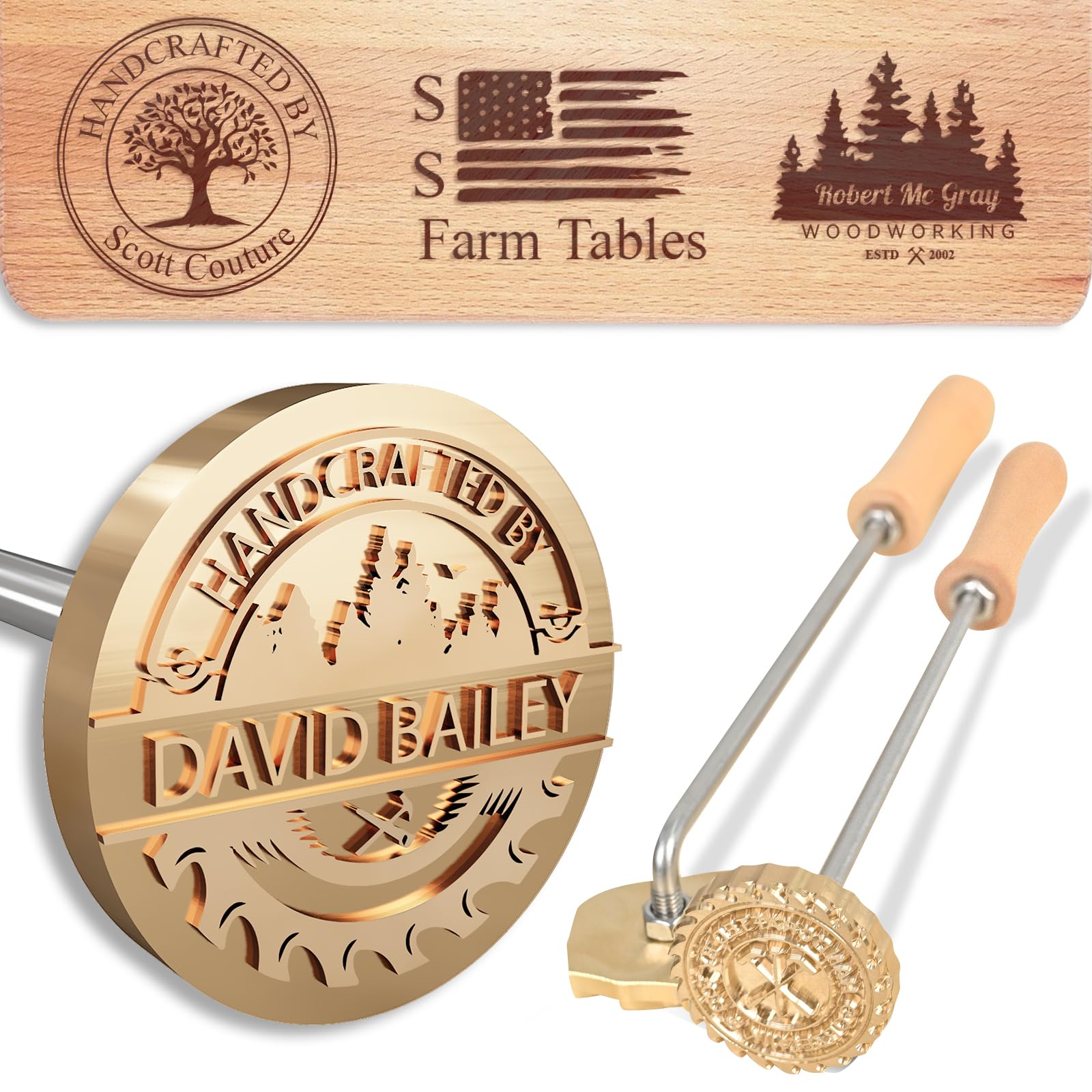 Duckbe Custom Branding Iron for Wood - Personalized Wood Branding Iron for Steak Cake Plastic - Durable Wood Burning Stamp Logo Leather Stamp Metal