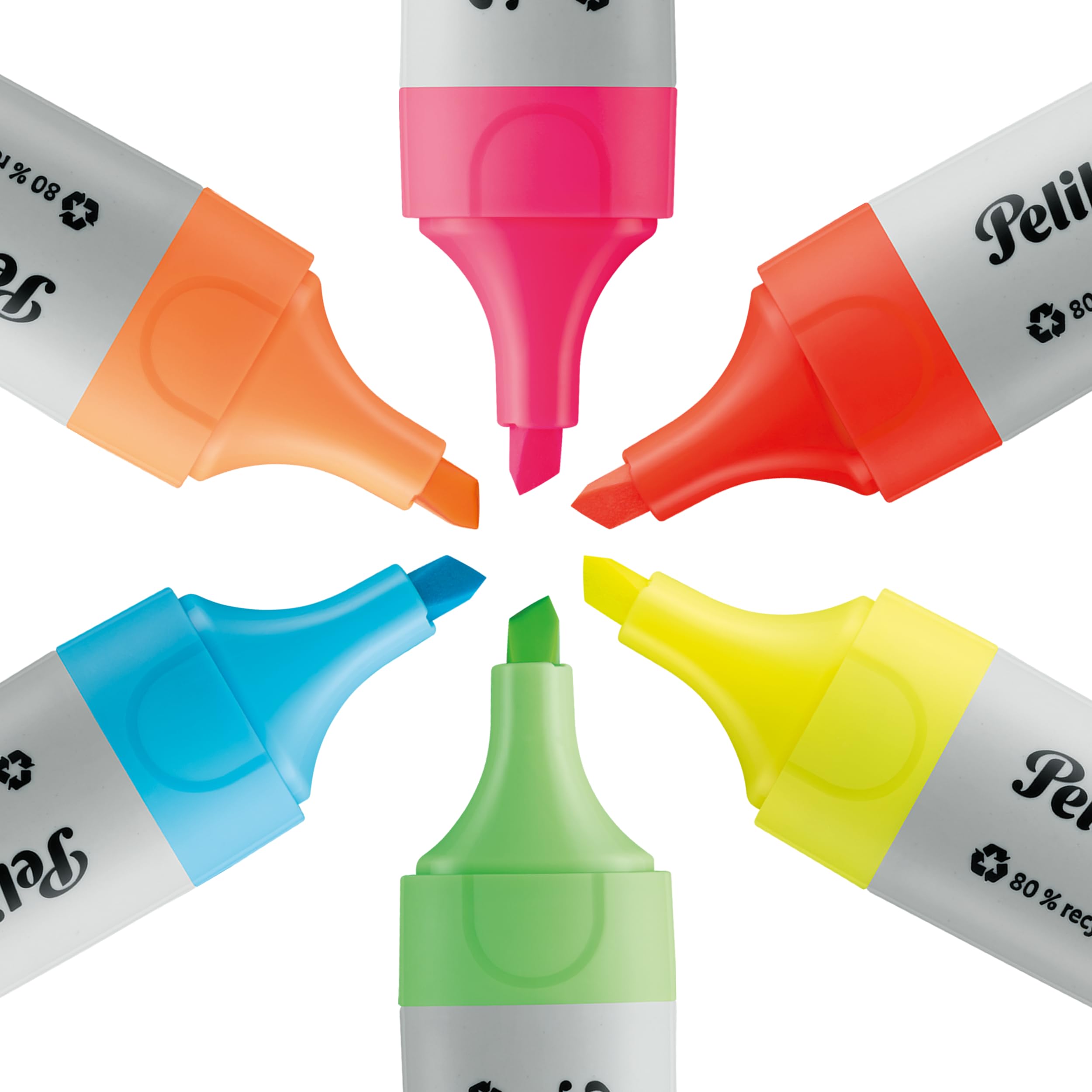 Pelikan Textmarker 490 Bright Highlighters with 80% Recycled materials - Pack of 6, 3-Width Tip, Water-Based Ink - Image 2