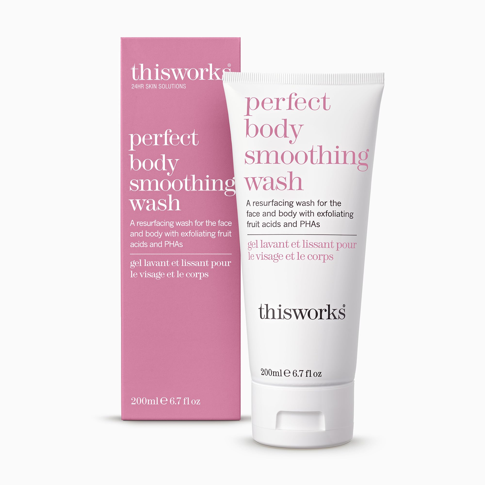 This Works Perfect Body Smoothing Wash, 200ml - Resurfacing Face and Body Wash with Fruit Acids, PHAs and Mood Boosting Fragrance - Sulphate-Free Shower Gel for Gentle Exfoliation and Smoother Skin