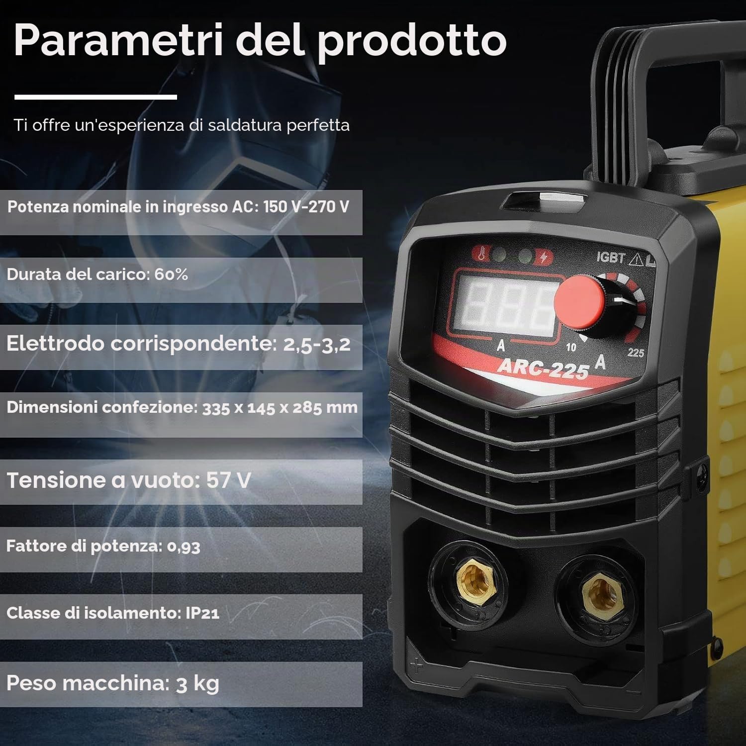 ARC Saldatore Inverter 225 A 220 V stazione di saldatura I IGBT Poste Saldatore Inverter elettrico portatile saldatore con display digitale LCD morsetto di messa a terra