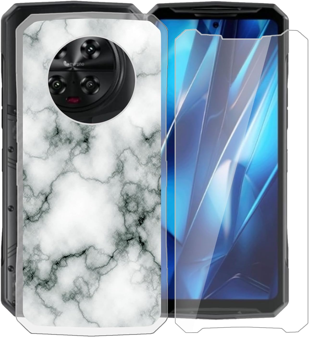 for Doogee DK10 Phone Case with [1 Pack] Screen Protector, Clear Soft Silicone TPU Protective Case, Anti-Fall Ultra-Thin Bumper Case for Doogee DK10 (6.67") - Marble