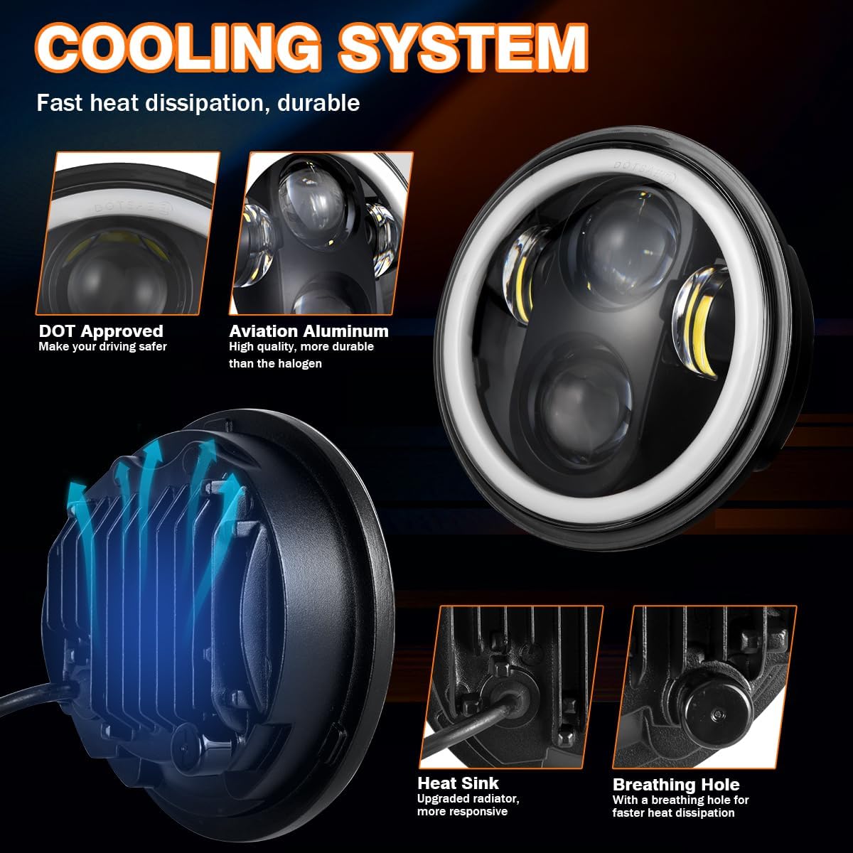 90W 5-3/4 5.75 INCH Headlight with DRL Turn Signal,Compatible with Honda Magna 750 Shadow Spirit VT 1100,DOT Approved Motorcycle Headlight with Projector Hi-Lo Beam,Pack of 1