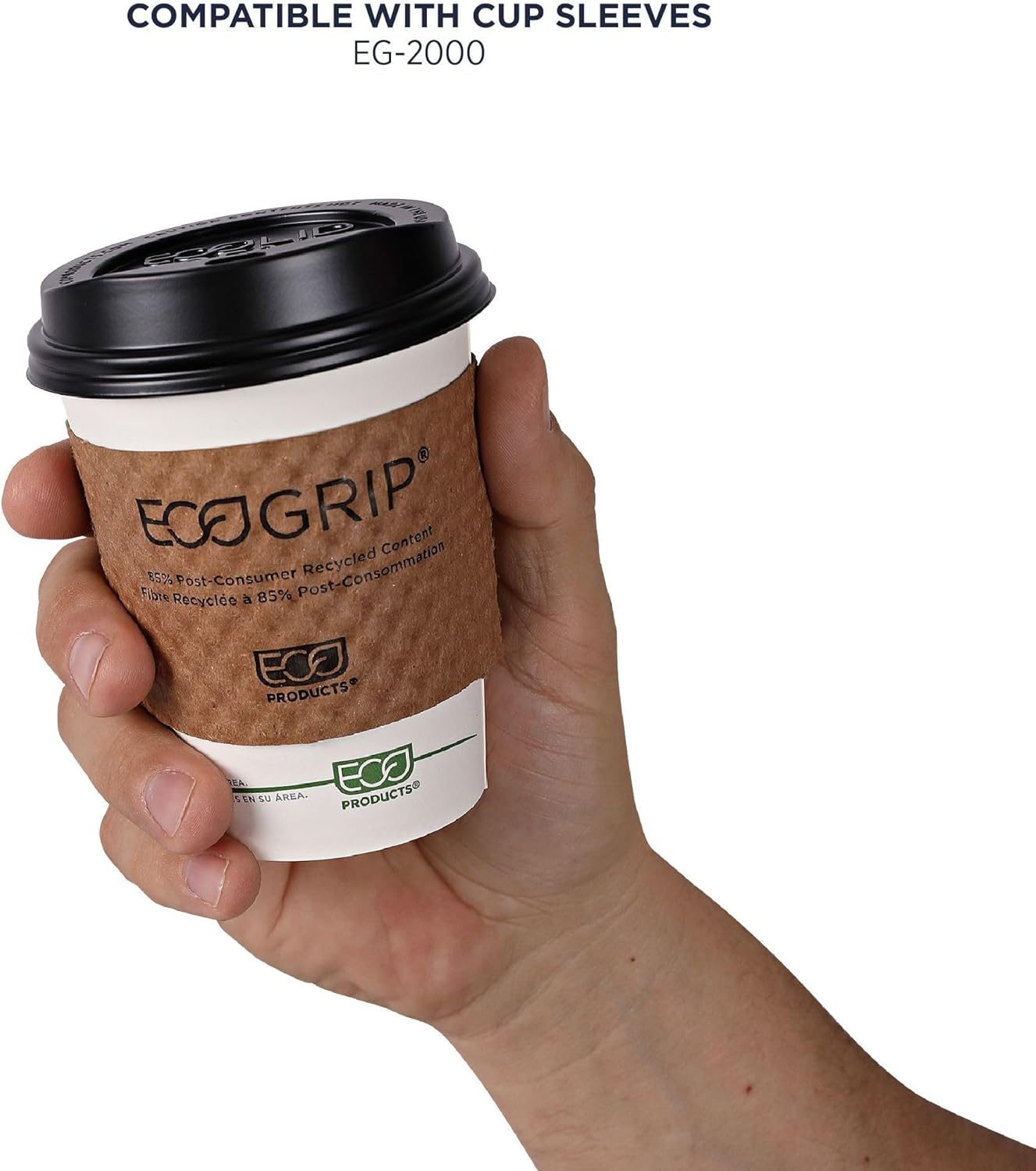 ECO PRODUCTS Compostable Disposable GreenStripe 12oz Coffee Cups, Case of 1000, White Single Wall Hot Paper Cup, Plant Based PLA Lining, Biodegradable