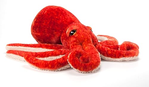 Miniatura 5 de The Petting Zoo Peluche de pulpo rojo del Pacífico, regalos para niños, animales salvajes del océano Onez, juguete de peluche jumbo de pulpo de 24