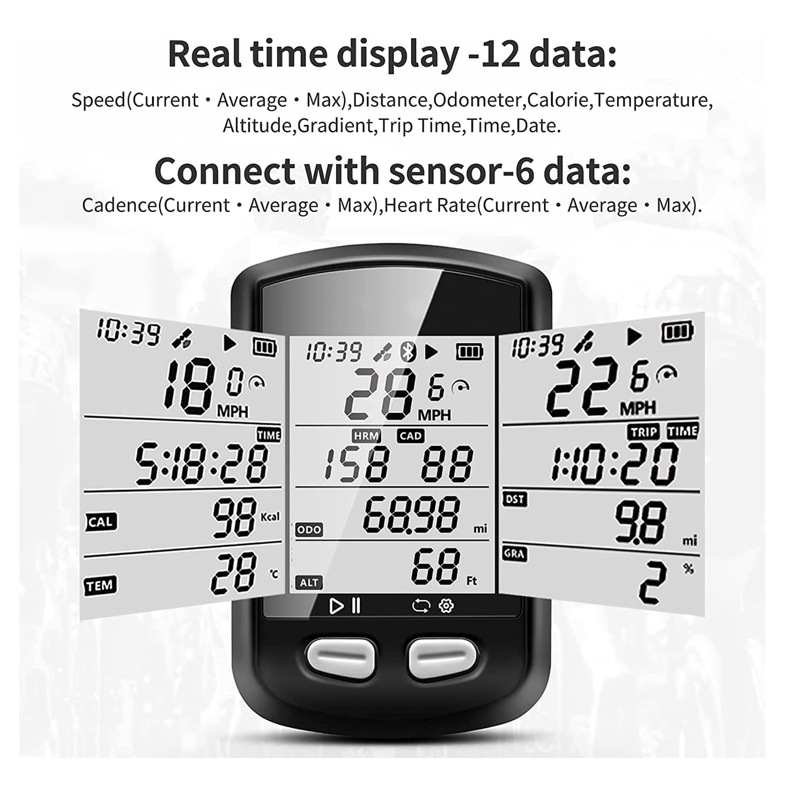 Bezprzewodowy komputer rowerowy, licznik kilometrów i prędkościomierz rowerowy GPS z Bluetooth, akumulator, wodoodporny pasuje do wszystkich rowerów