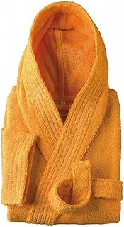 Albornoz con capucha para niño en rizo de rizo, color amarillo y dorado