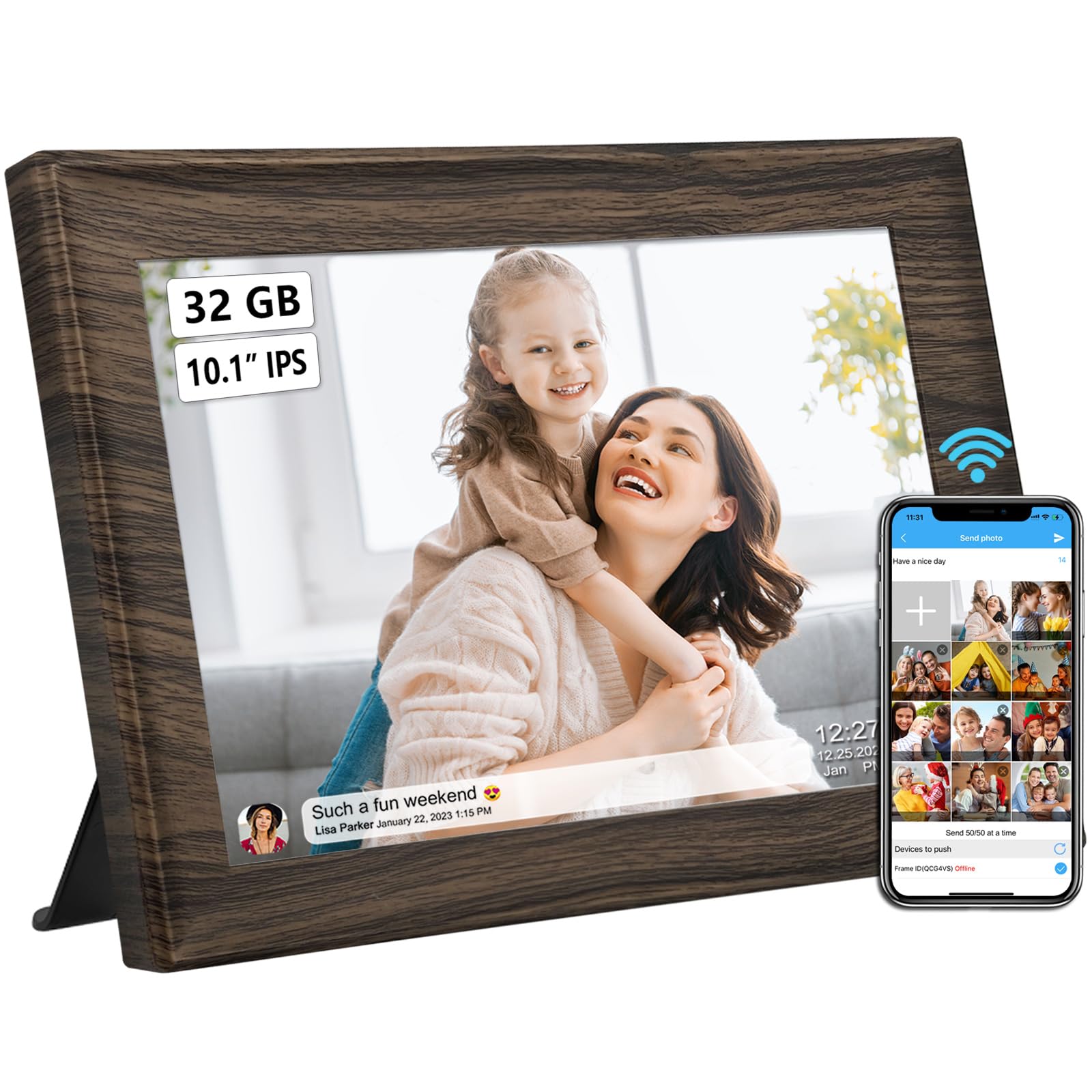 32 GB 10.1 Inch WiFi Digital Picture Frame With 1280 X 800 HD IPS