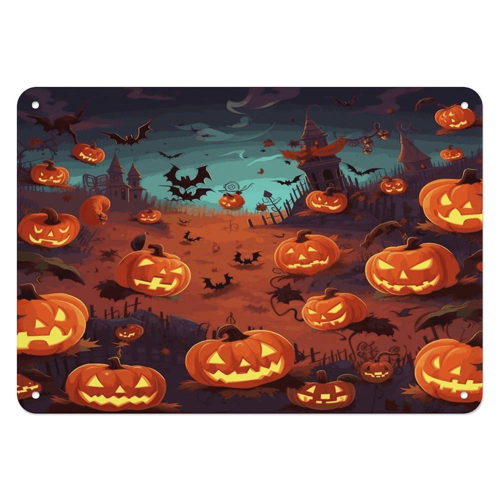 Btcowzrv Style Halloween Metal Sign, 5.5" X 7.9" Tin Wall Decor, Wall Art Plaques For Home Wedding Decor Room Living Room Decoration