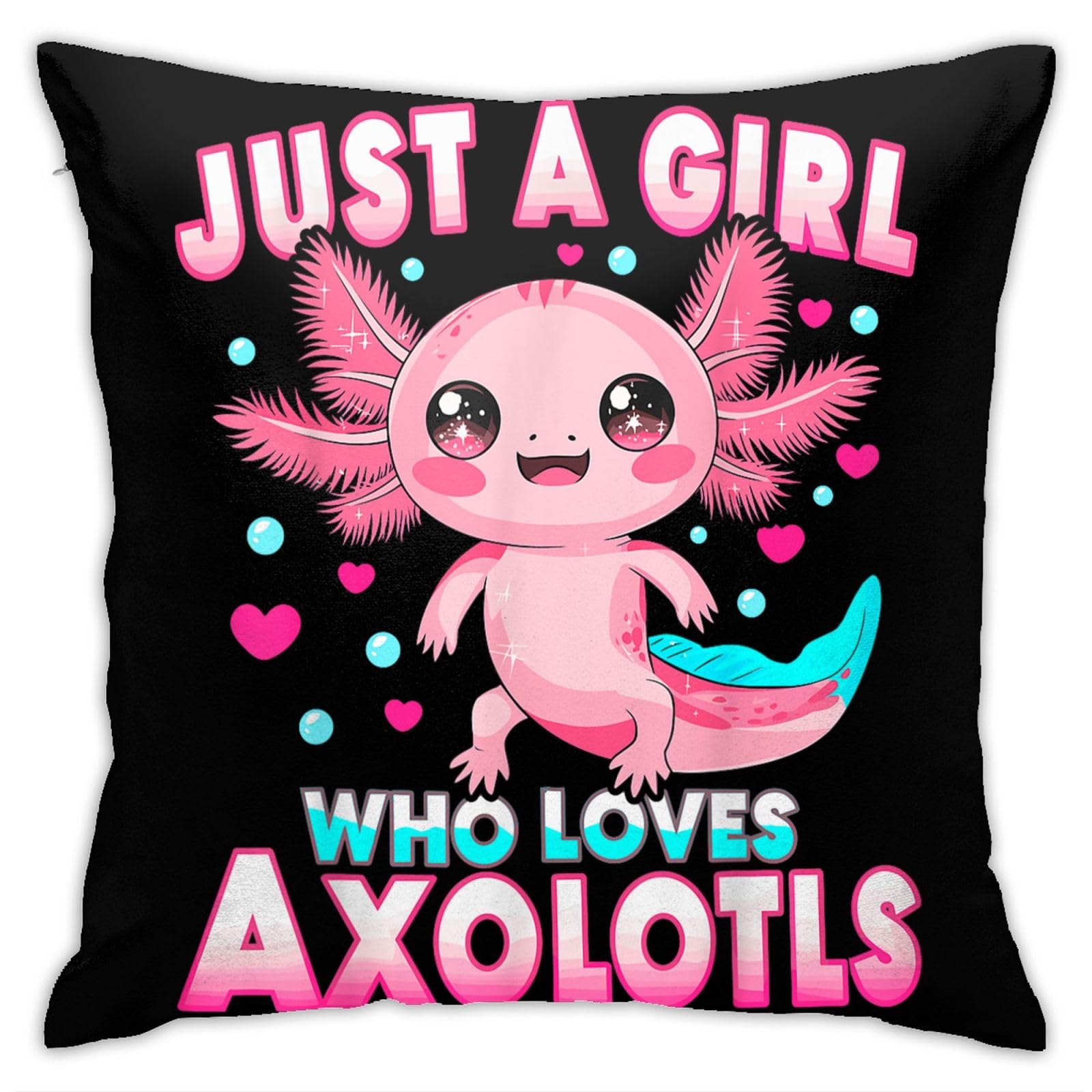SEOCKA Just A Girl Who Loves Axolotls Pillowcase Pillow Covers 18X18 inch Square Cushion Case for Decorative Living Room Bedroom Sofa