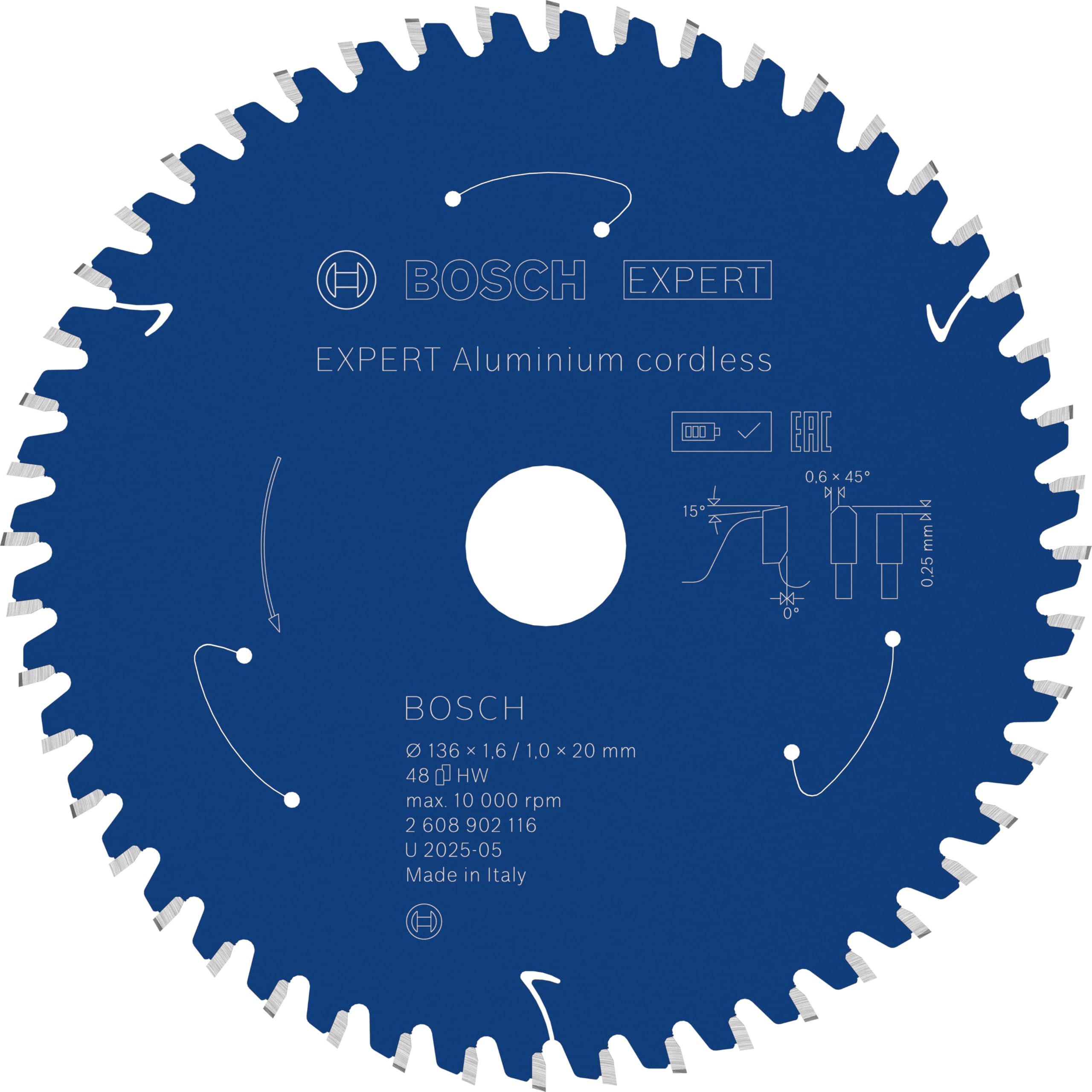Bosch 1X Expert Aluminium Cordless Circular Saw Blade For Handheld Circular Saw (For Aluminium, Ø Mm, Professional Accessory Hand-Held Cordless Circular Saws)