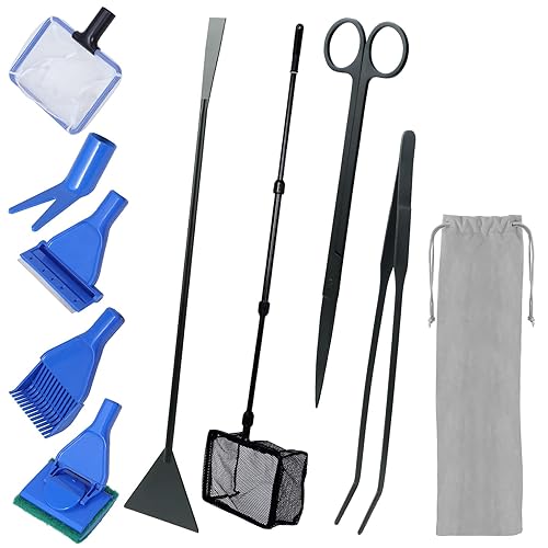 Kit D'outils de Nettoyage 9 en 1 pour Aquarium, épuisette