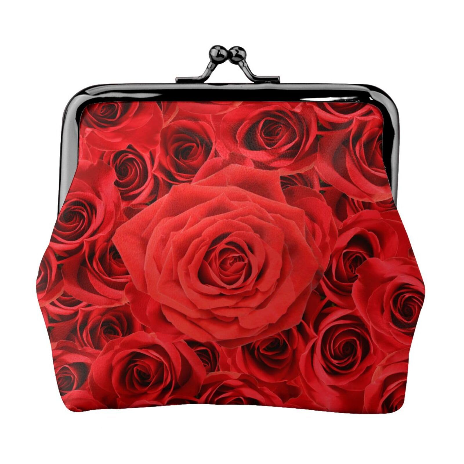 Amazon.co.jp: レディース がま口 財布 赤いバラ 薔薇 花柄 親子がま口  