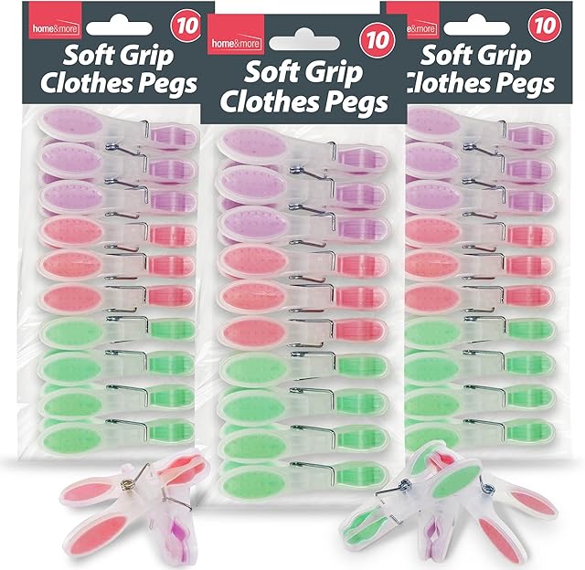 30pk Soft Grip Clothes Pegs | Plastic Clothes Pegs for Washing Line Strong Clothes Pegs Soft Grip Pegs for Washing Line Pegs Strong | Plastic Pegs for Washing Line | Clothes Peg Strong | Cloth Pegs