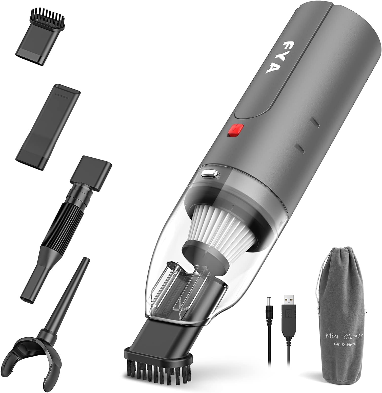 FYA Handheld Vacuum Cleaner Cordless, Wireless Hand Vacuum&Air Blower 2-in-1, Mini Portable Car Vacuum Cleaner with Powerful Suction, USB Rechargeable Vacuum for Home and Car, HEPA Filter, Black