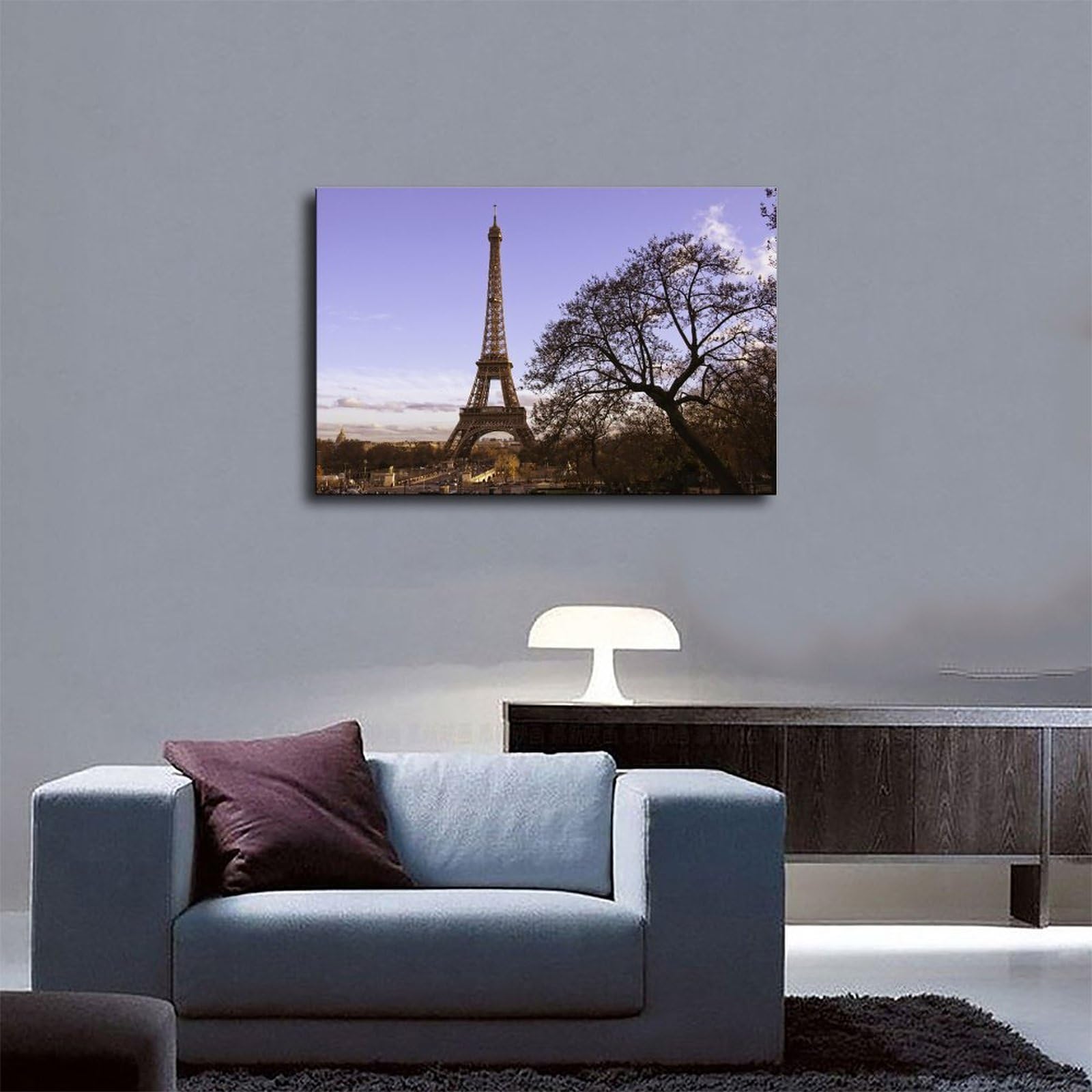 Poster Toile Rue De Paris Crépuscule - Déco Murale Moderne 40x60 Cm - Sans Cadre - Impression Haute Qualité - Idéal Chambre, Salon, Bureau