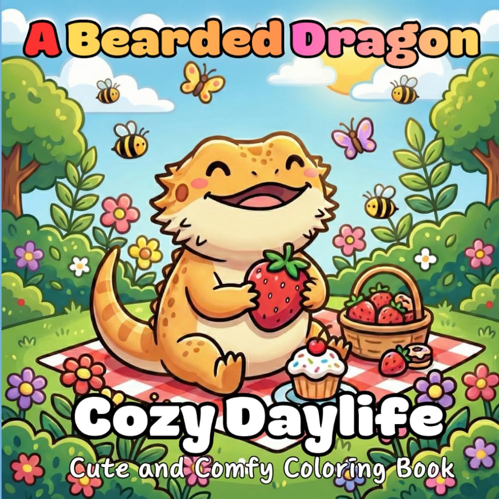 A Bearded Dragon Cozy Daylife: Coloring Book for Kids and Adults Featuring Easy Designs of Fun Lizards, Relaxing Tropical Scenes, Beach Days, and ... to Enjoy. (Animal Cozy Daylife Coloring Book)