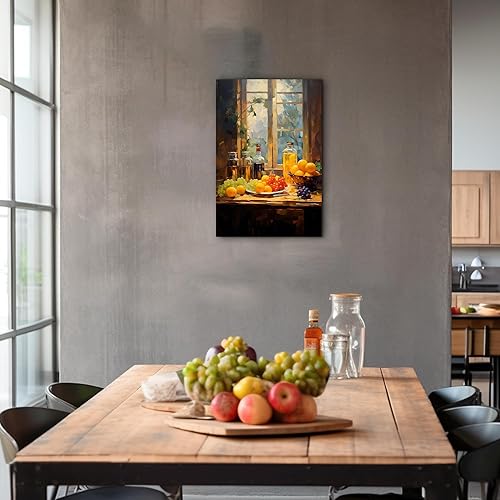 Miniatura 84 de Hzddty Lienzo decorativo para pared, diseño rústico de cocina, vino tinto y pan, cuadros de comida para decoración de pared, impresiones de pintura