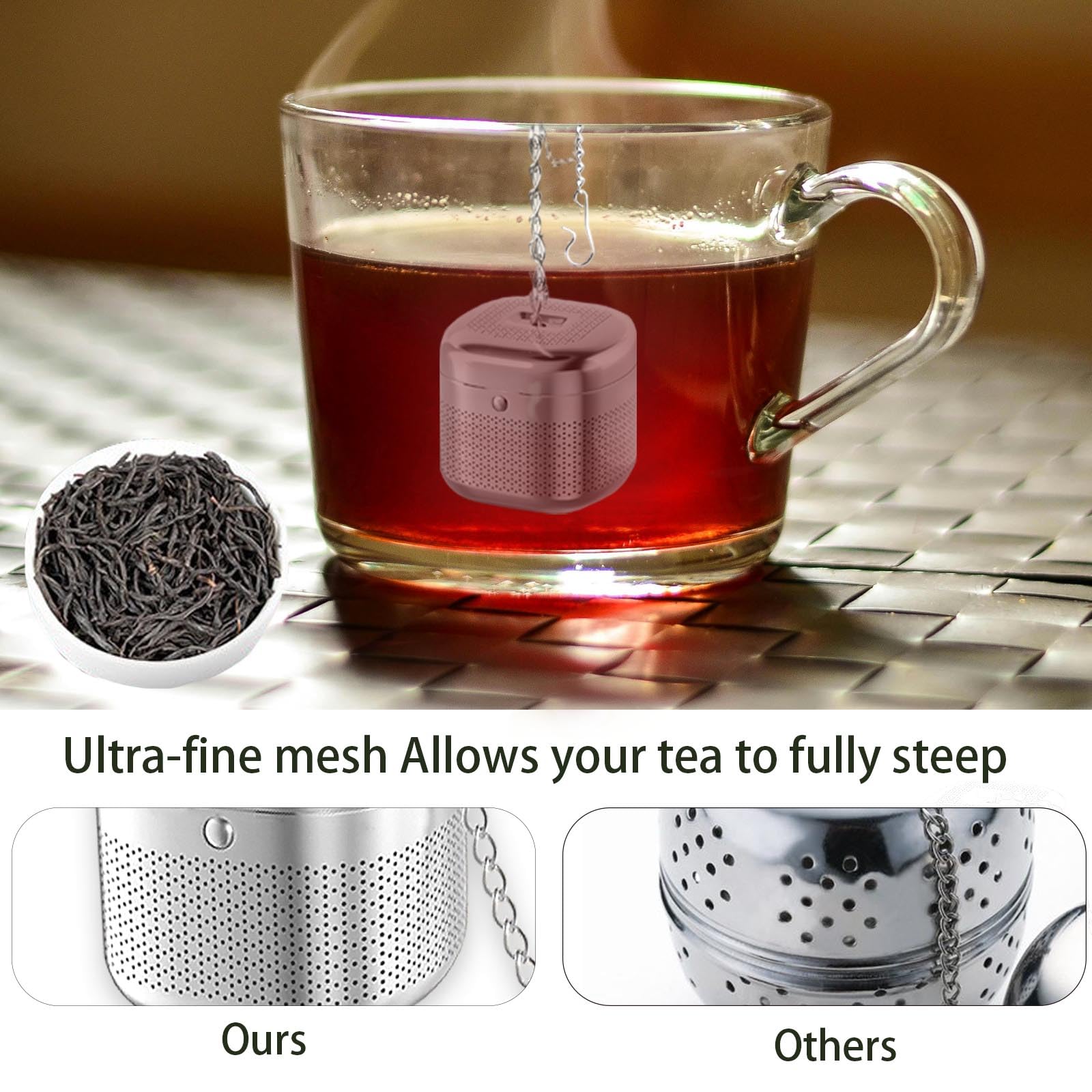 Infuseur à thé 2 pièces, filtre à thé en acier inoxydable 304