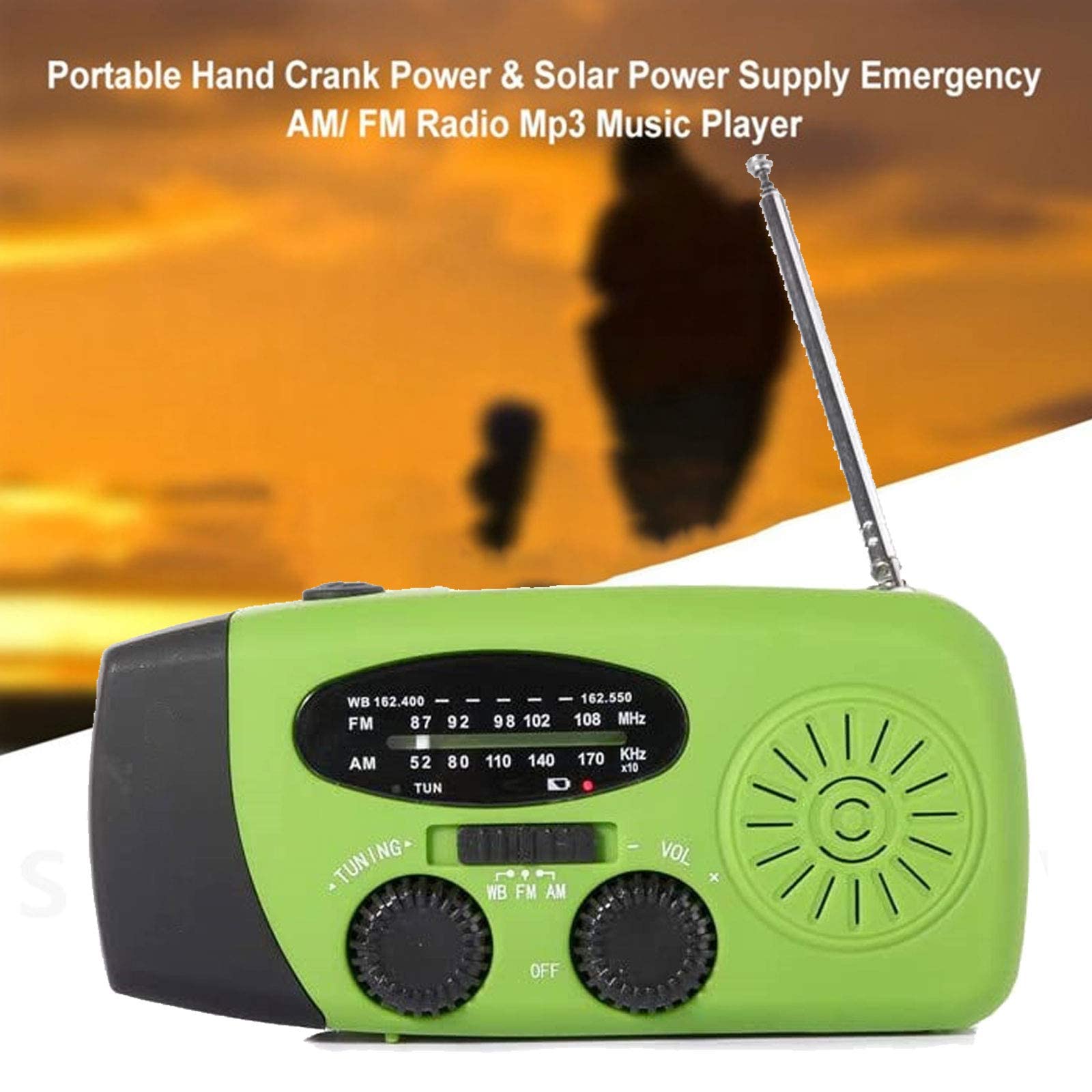 Radio A Manovella E Solare Con Torcia LED E Allarme SOS – Batteria 600 MAh, Impermeabile IPX3 Per Campeggio