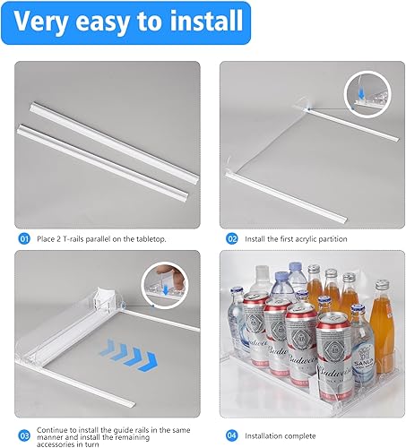 Miniatura 4 de SOLY Organizador de bebidas para refrigerador, dispensador de latas de soda para refrigerador, dispensador automático de bebidas con capacidad para