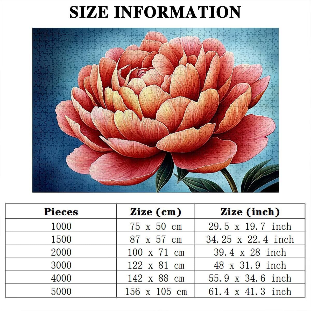 Puzzle 2000 elementów, kwiat, piwonia, 2000 elementów, drewniane puzzle dla dorosłych, trudna łamigłówka, gra logiczna dla całej rodziny, drewniane puzzle do dekoracji salonu, na prezent, Q-10
