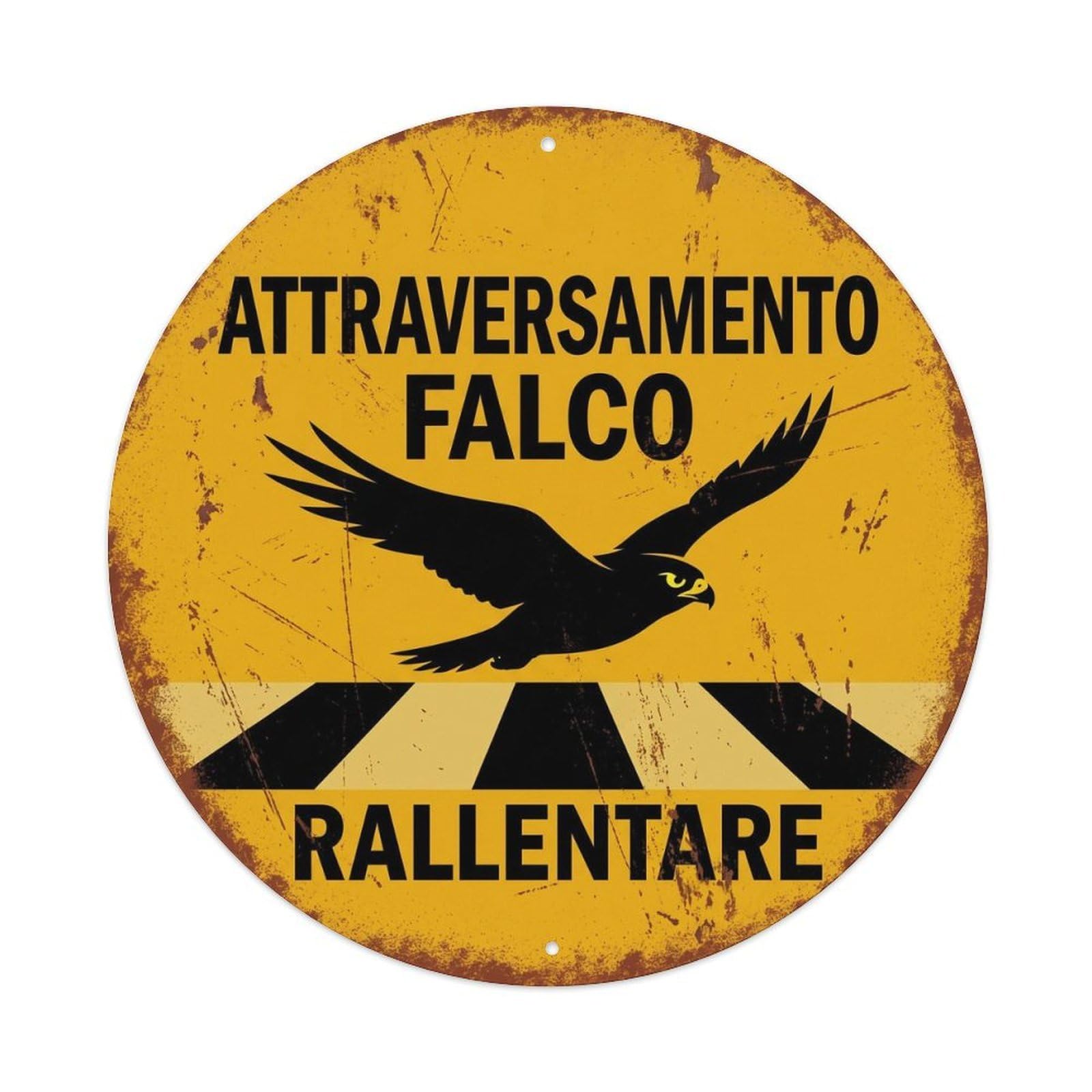 Falcon Crossing Rallentare Faded Metal Tin Sign