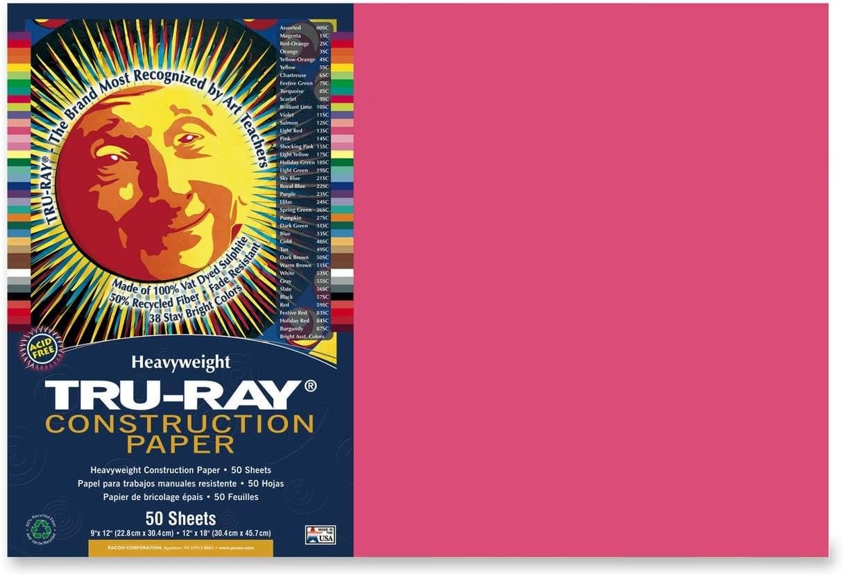 Riverside Paper TruRay(R) Construction Paper, 12in. x 18in, Light Red
